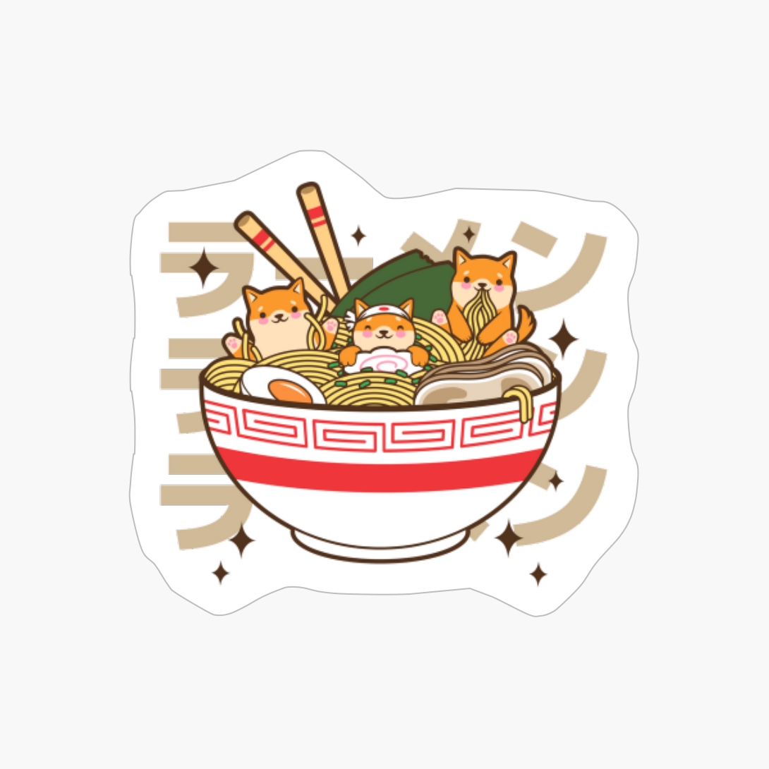 Kawaii Corgi Eating Ramen Japanese Noodles