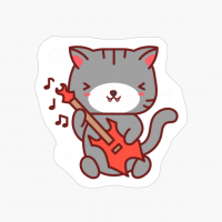 Kawaii Cat Playing Guitar