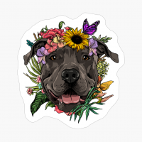 Floral Pit Bull Dog Spring Nature Lovers Gift