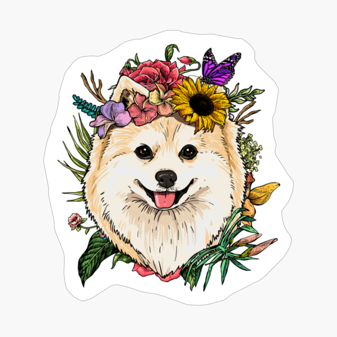 Floral Pomeranian Dog Spring Nature Lovers Gift