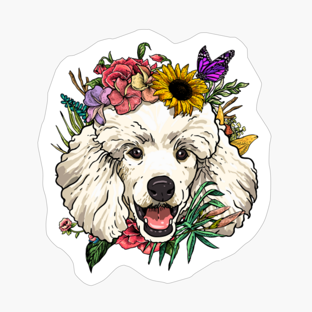 Floral Poodle Dog Spring Nature Lovers Gift