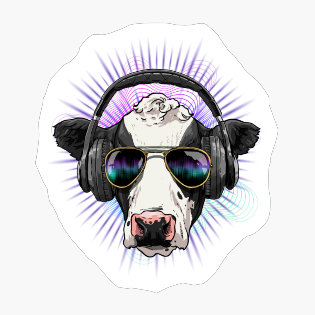 Music Cow DJ With Headphones Musical Cow Lovers