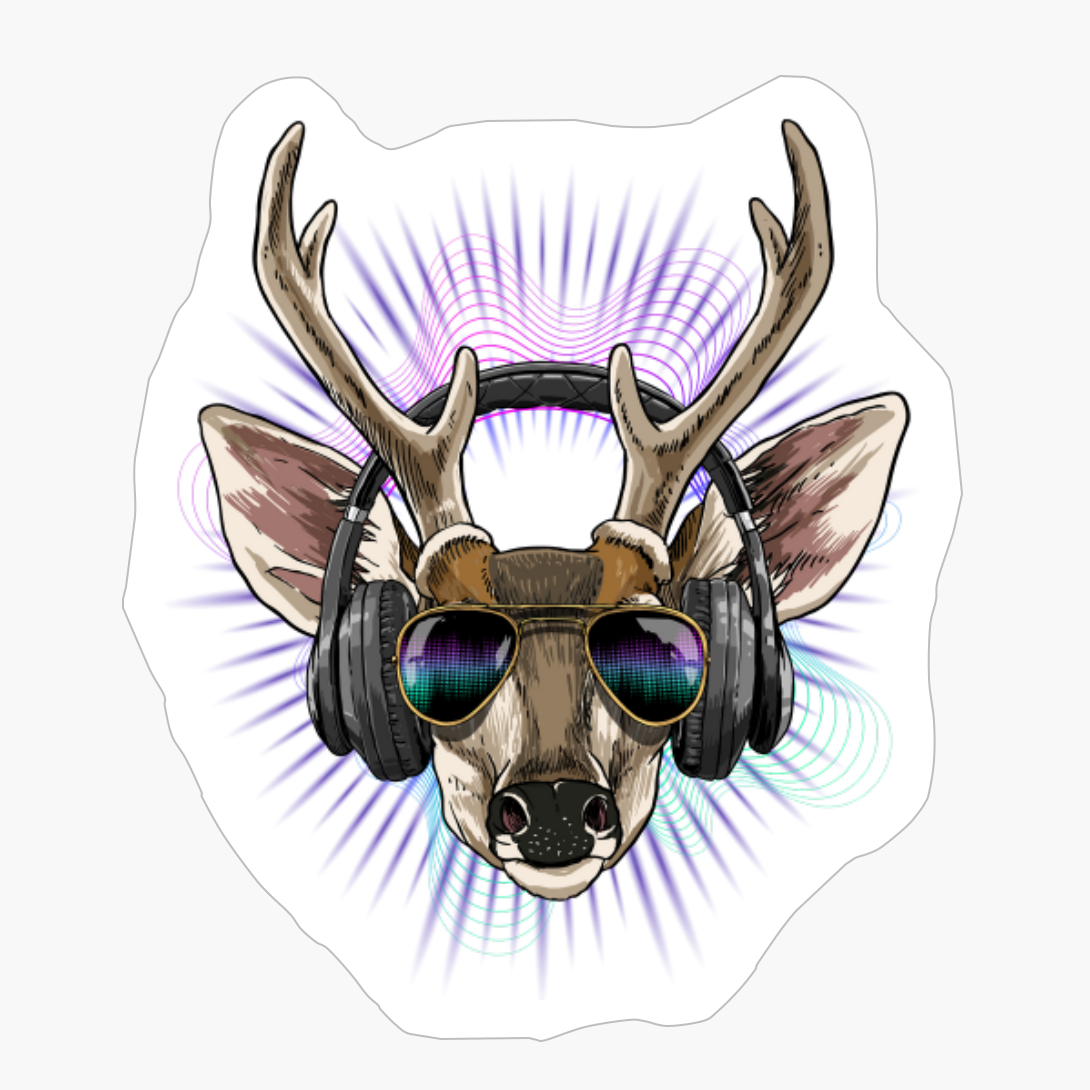 Music Deer DJ With Headphones Musical Deer Lovers