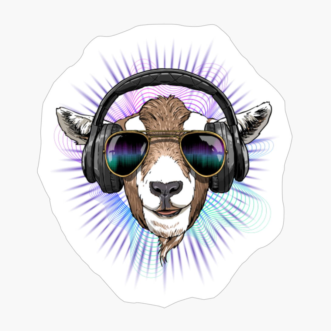 Music Goat DJ With Headphones Musical Goat Lovers