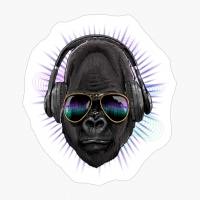 Music Gorilla DJ With Headphones Musical Gorilla Lovers