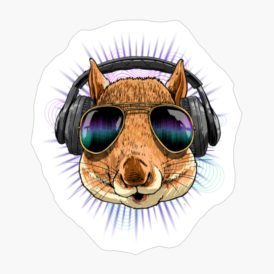 Music Squirrel DJ With Headphones Musical Squirrel Lovers
