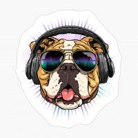 Music American Bulldog DJ With Headphones
