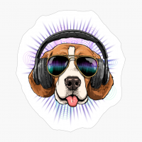 Music Beagle DJ With Headphones