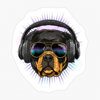Music Rottweiler DJ With Headphones