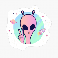 Peace Sign Cool Trippy Pink Alien