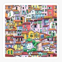 Colorful Pattern Made With The Cute Houses Of Menton - A Funny Present For Someone Who Loves Colourful Hose, The French Riviera And France!