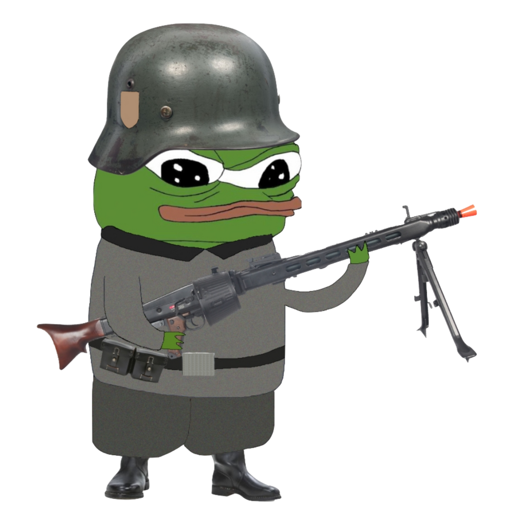 WW2 Pepe The Frog, WW2 Apu, WW2 Pepo, German Soldier Pepe The Frog, German Soldier Apu, MG 42 Pepe The Frog, MG42 Apu, MG42, Pepe The Frog