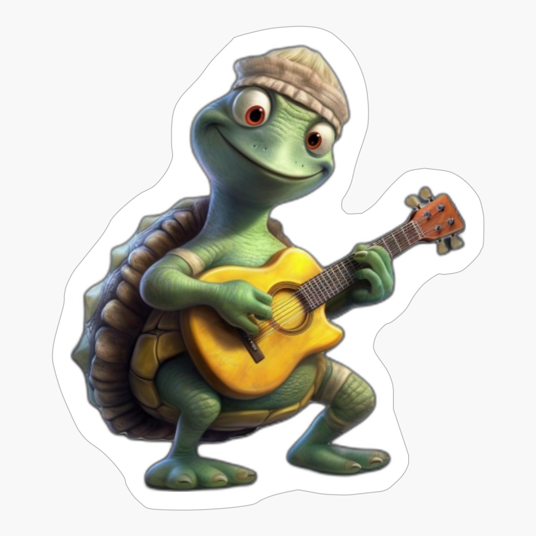 Turtle Wearing Tutu Playing Guitar Style