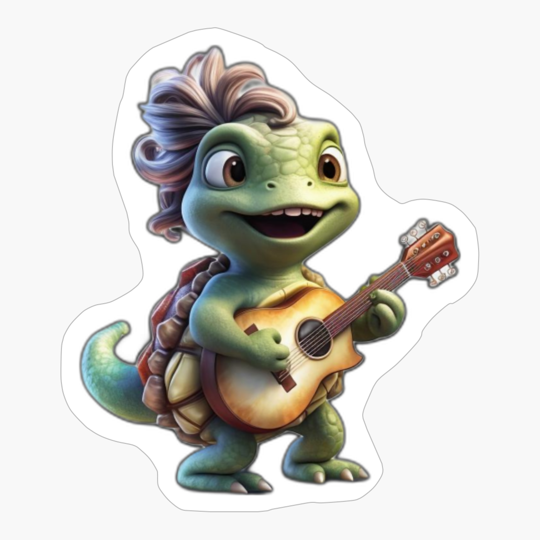Turtle Wearing Tutu Playing Guitar Style