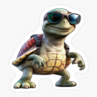 Turtle Wearing Sunglasses Skateboarding Styl