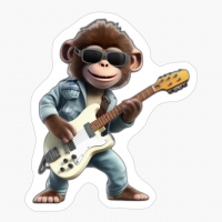 Monkey Wearing Sunglasses Playing Electric Guitar