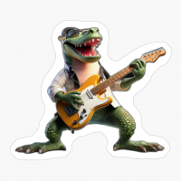 Crocodile Wearing Sunglasses Shredding Guitar