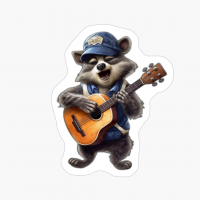 A Barking Raccoon Wearing A Sailor Hat And Strumming A Banjo