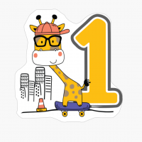 Funny Skateboard Giraffe Baby's 1st Birthday