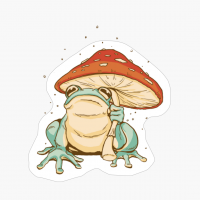 Frog With Mushroom Umbrella Cottagecore