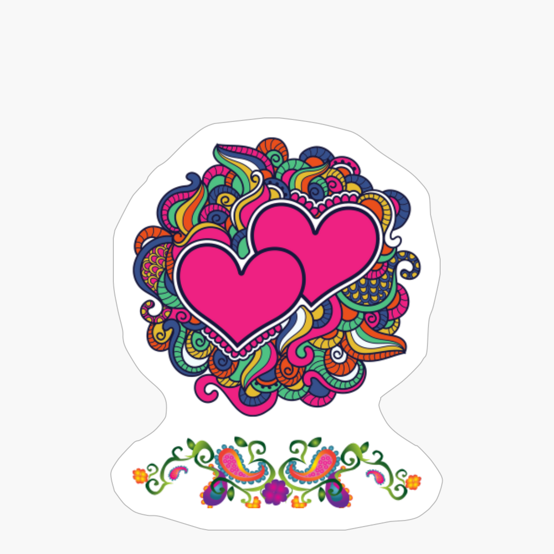 Valentine Hearts Bohemian Mandala Paisley Aesthetic Bohemian Paisley Hippie, Hippy, Groovy,