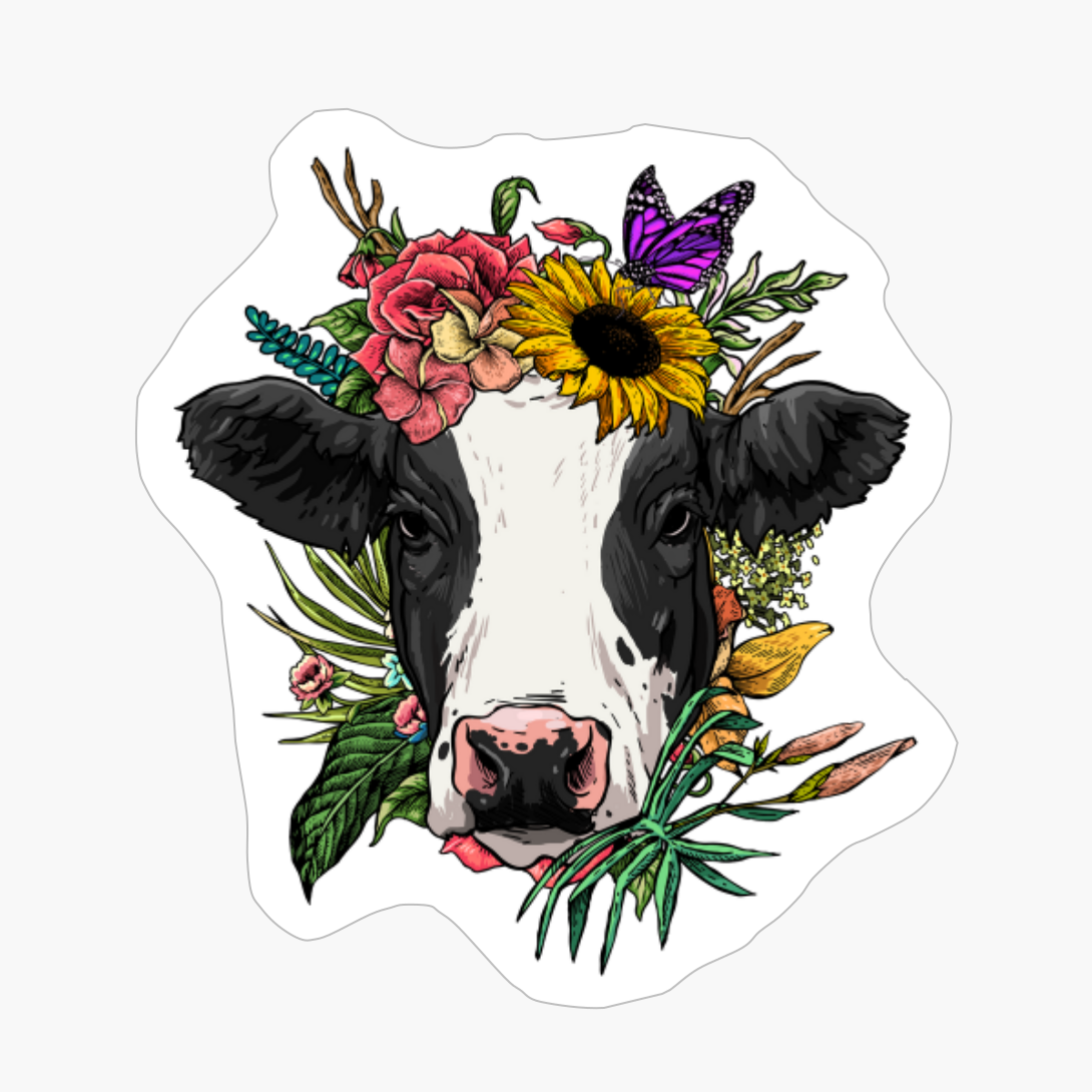 Floral Cow Spring Nature Lovers Gift For Women & Men