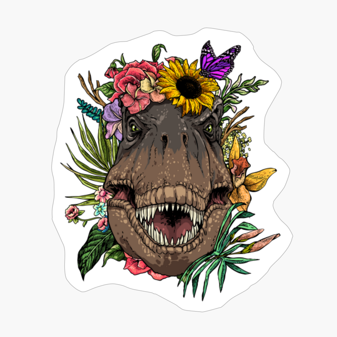 Floral T-Rex Spring Nature Lovers Gift For Women & Men