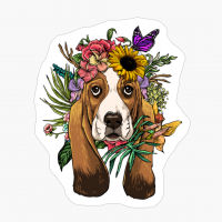 Floral Basset Hound Dog Spring Nature Lovers Gift