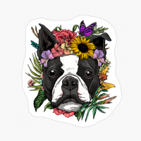 Floral Boston Terrier Dog Spring Nature Lovers Gift