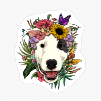 Floral Bull Terrier Dog Spring Nature Lovers Gift