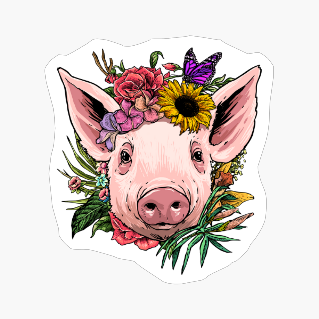 Floral Pig Spring Nature Lovers Gift For Women & Men