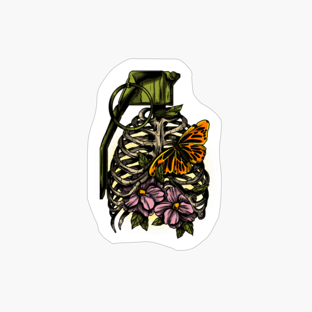 Ribcage Grenade Gardener Gothic Floral Butterfly Garden