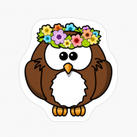Cute Owl With Colorful Flowers