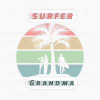 Surfer Grandma Sunset Retro Palm Tree Surfing