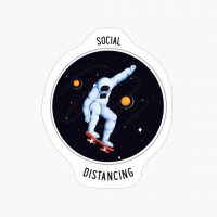 Retro Vintage Funny Skateboarding Astronaut Social Distancing Skateboard