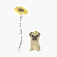 Cute Sunshine Pug With Sunflower Gift For Animal Lovers