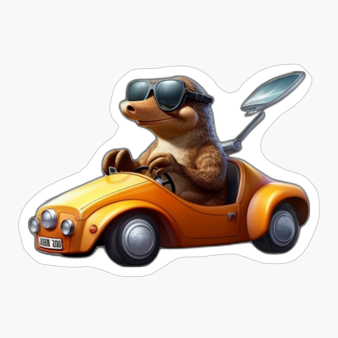 Platypus Wearing Sunglasses Driving Car