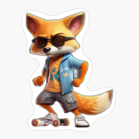 Fox Wearing Sunglasses Skateboarding Style