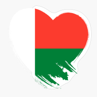 Madagascar Madagascan Malagasy Heart Love Flag