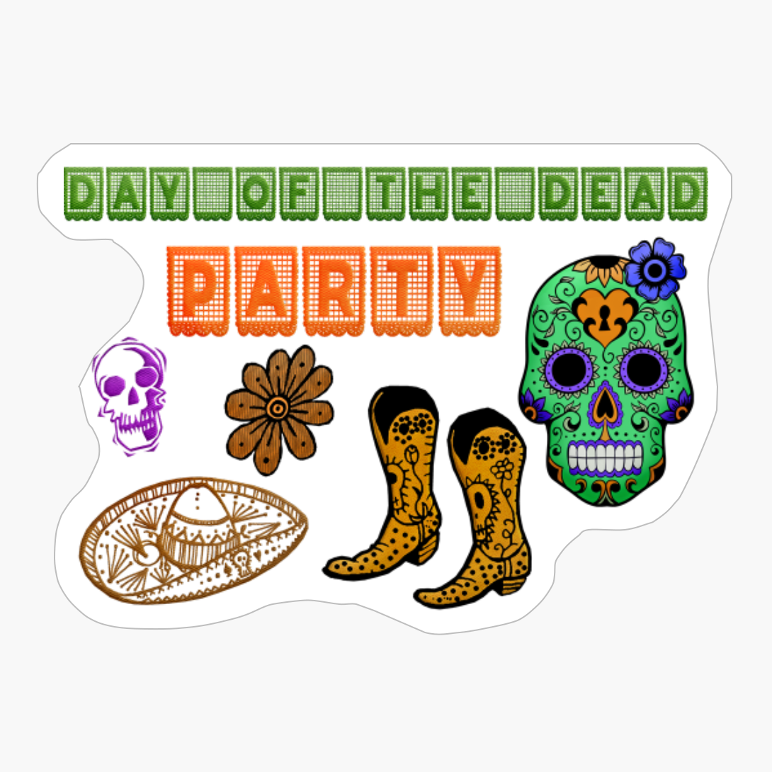 Day Of The Dead Sugar Skulls Boots Papel Picado