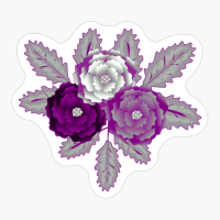 Asexual Pride Flower Trifecta With Leaves