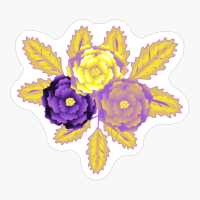 Nonbinary Pride Flower Trifecta With Leaves