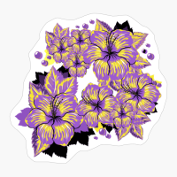 Nonbinary Pride Hibiscus Flowers And Droplets