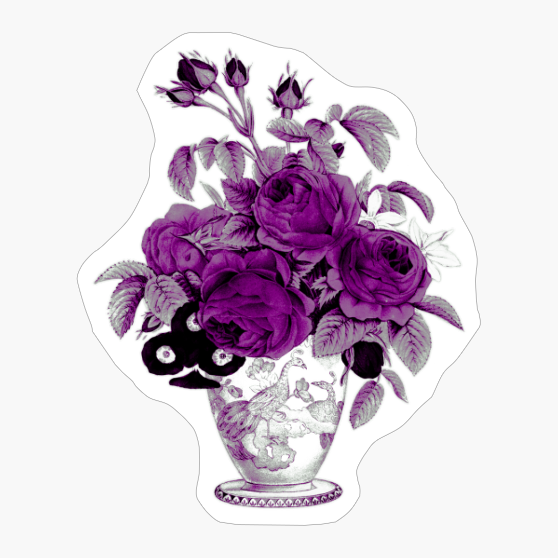 Asexual Pride Vintage Roses And Flowers In Vase Art
