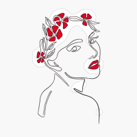 Woman Continous Line Art With Flowers