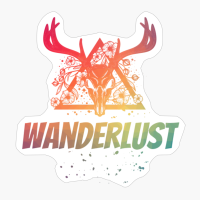 Wanderlust Deer Skull With Flowers Design With Bright Colors