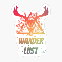 Wander Lust Deer Skull With Flowers Design With Bright Colors