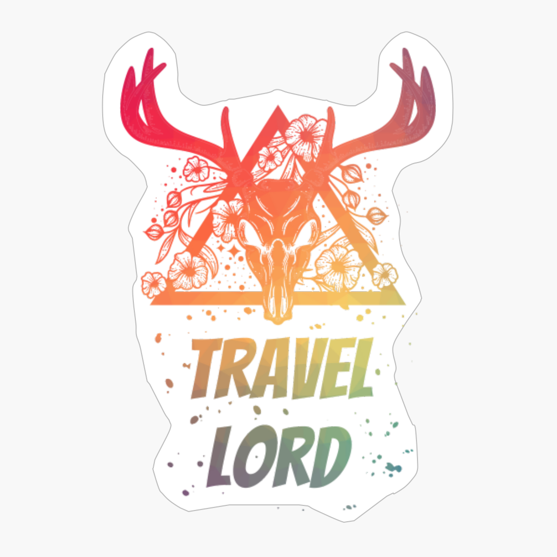 Travel Lord Deer Skull With Flowers Design With Bright Colors