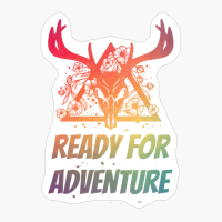 Ready For Adventure Deer Skull With Flowers Design With Bright Colors