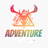 Adventure Deer Skull With Flowers Design With Bright Colors